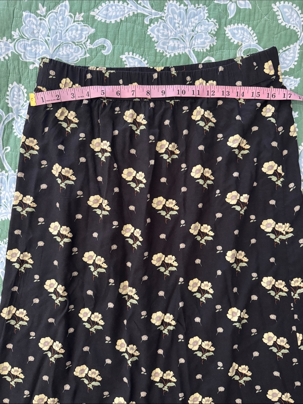 Vans Black Midi Skirt with Cream Floral Print - Picture 2 of 3